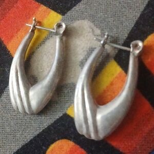 Antique Sterling Post Hollow Earrings Beautiful Old Silver
